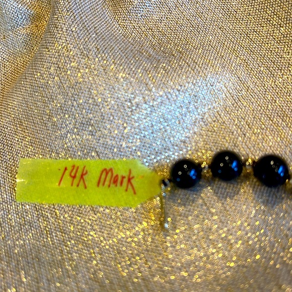 ❤️LAST CALL! ONYX & 14KT BRACELET, ONYX BEADS W/REAL GOLD BEADS & CLASP EUC - Picture 7 of 16